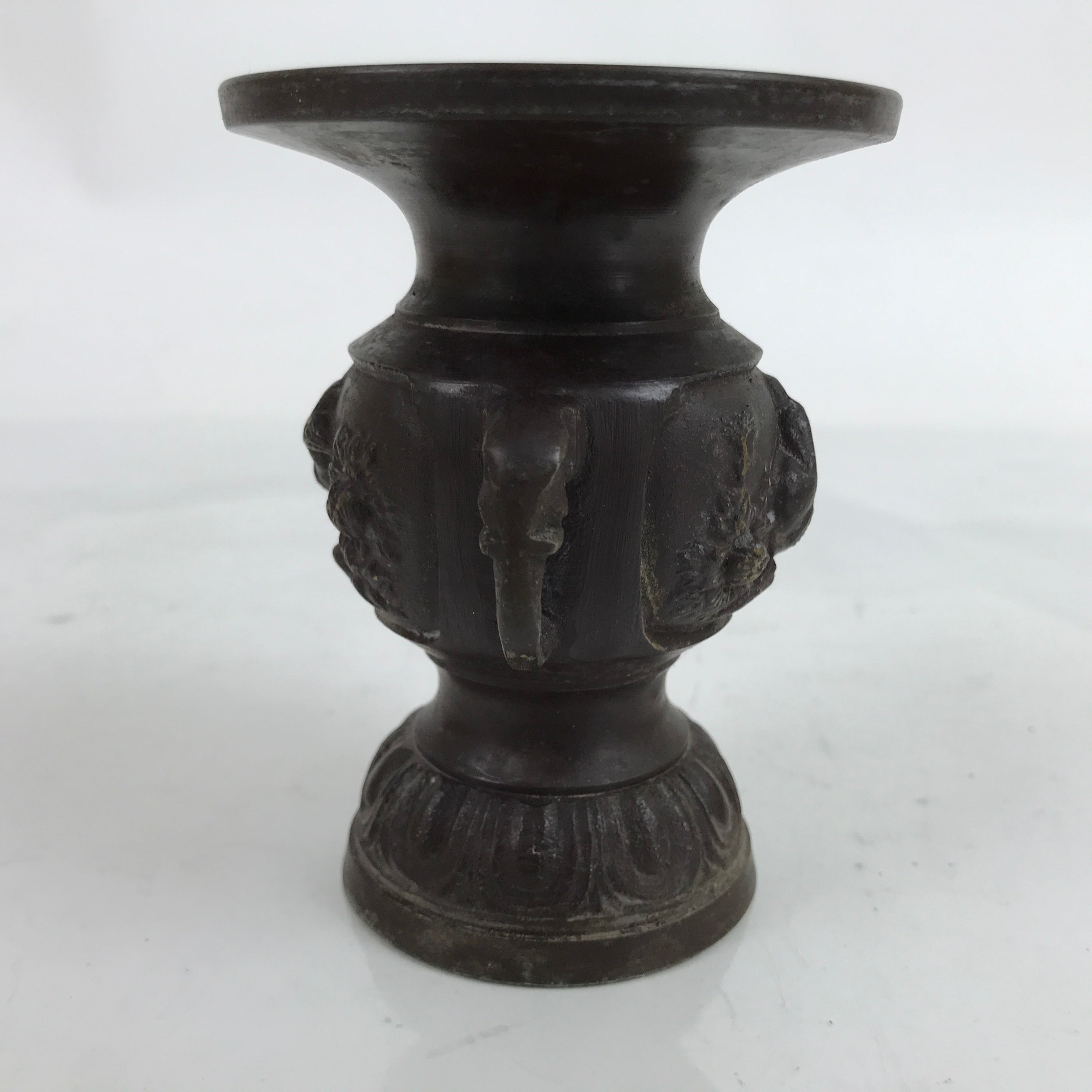 Japanese Buddhist Altar Fitting Bronze Flower Vase Vtg Hanatate Peacock BA356