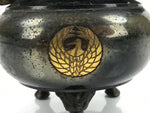 Japanese Buddhist Altar Fitting Bronze Incense Burner Vtg Koro Black Crane BA401