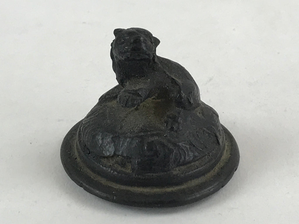 Japanese Buddhist Altar Fitting Bronze Incense Burner Vtg Koro Black Shisa BA68