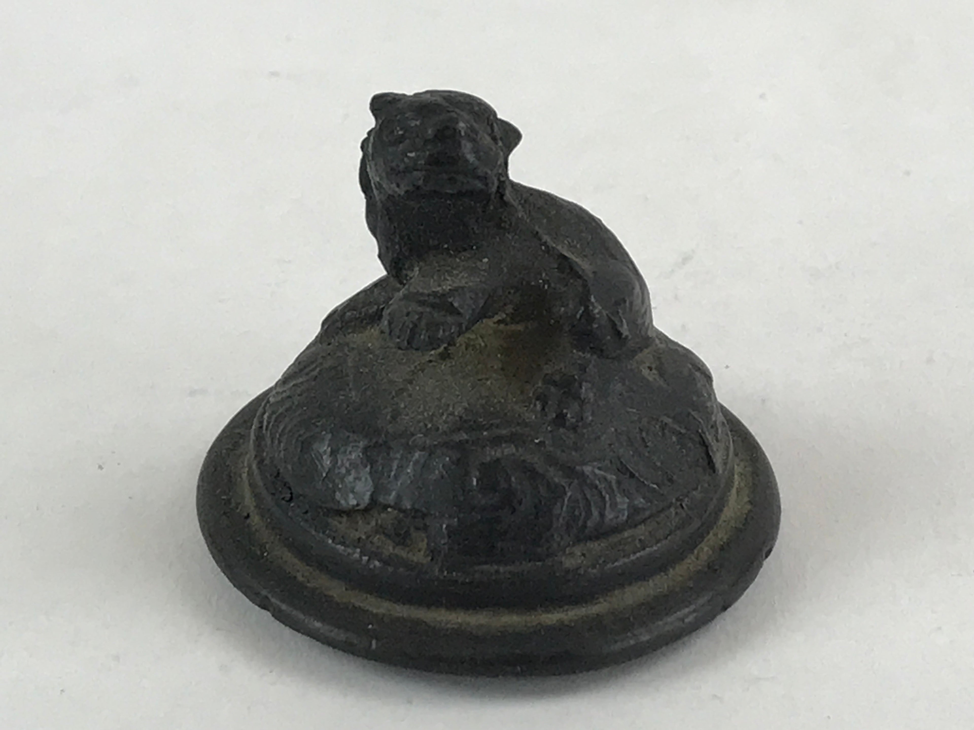 Japanese Buddhist Altar Fitting Bronze Incense Burner Vtg Koro Black Shisa BA68