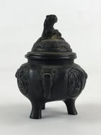 Japanese Buddhist Altar Fitting Bronze Incense Burner Vtg Koro Black Shisa BA68
