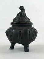 Japanese Buddhist Altar Fitting Bronze Incense Burner Vtg Koro Black Shisa BA68