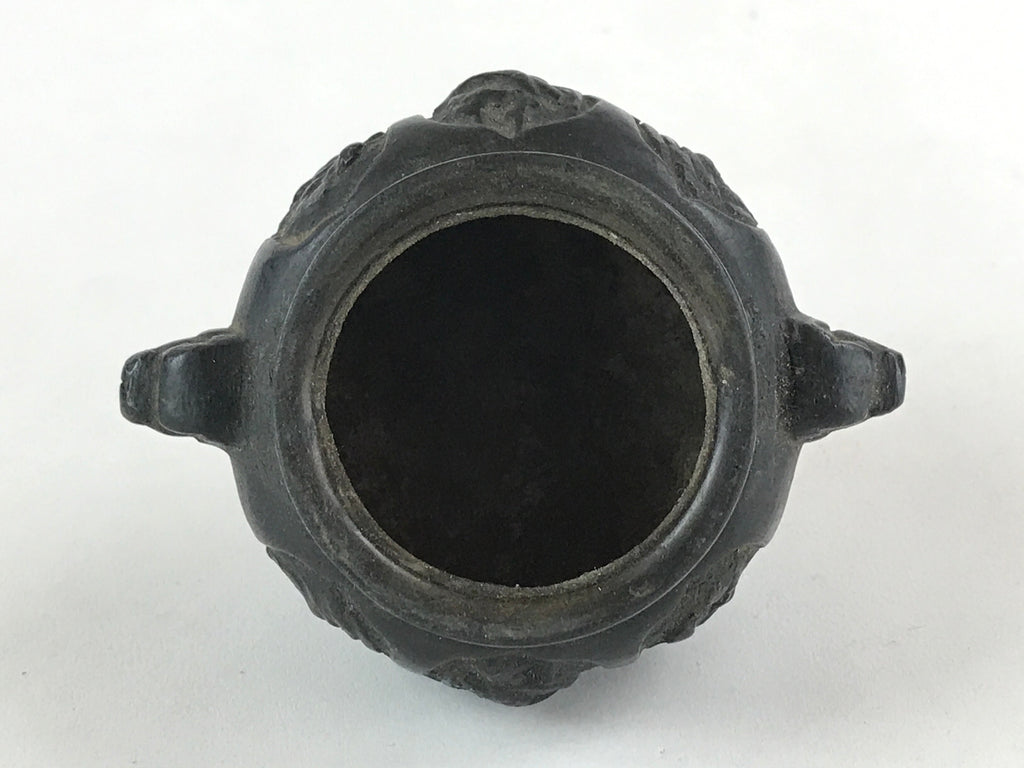 Japanese Buddhist Altar Fitting Bronze Incense Burner Vtg Koro Black Shisa BA68
