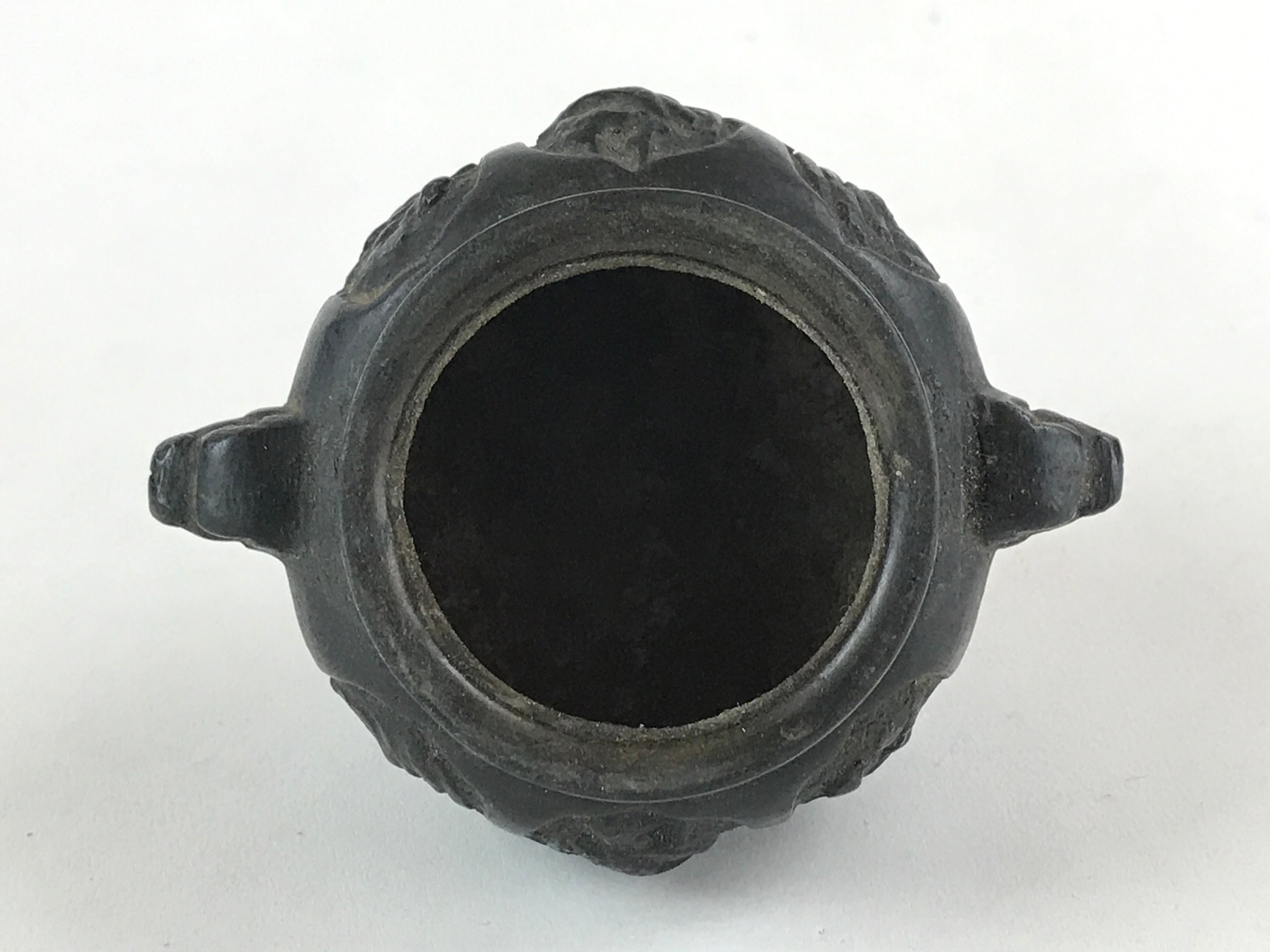 Japanese Buddhist Altar Fitting Bronze Incense Burner Vtg Koro Black Shisa BA68