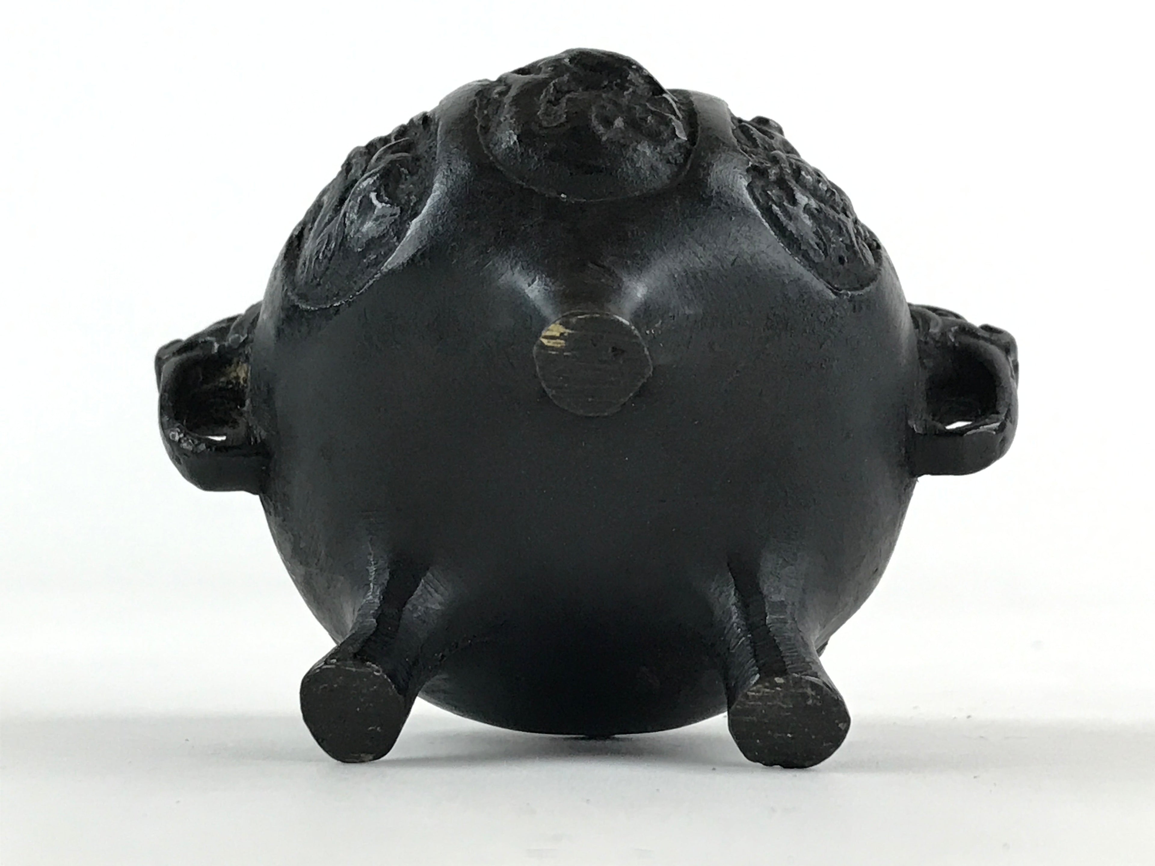 Japanese Buddhist Altar Fitting Bronze Incense Burner Vtg Koro Black Shisa BA68