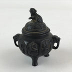 Japanese Buddhist Altar Fitting Bronze Incense Burner Vtg Koro Black Shisa BA68