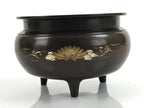 Japanese Buddhist Altar Fitting Bronze Incense Burner Vtg Koro Lotus Brown BA319