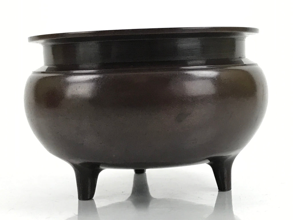 Japanese Buddhist Altar Fitting Bronze Incense Burner Vtg Koro Lotus Brown BA319