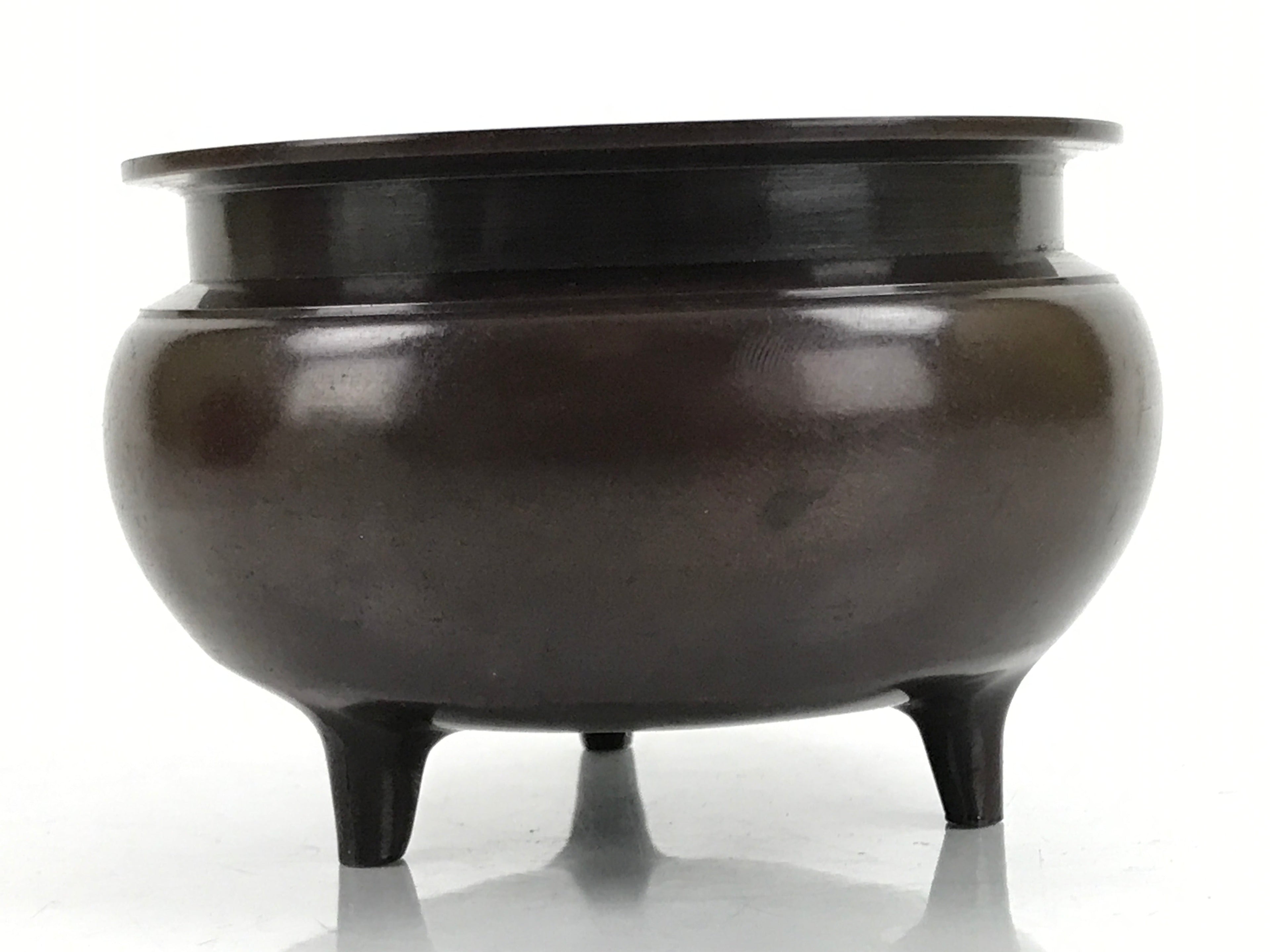Japanese Buddhist Altar Fitting Bronze Incense Burner Vtg Koro Lotus Brown BA319