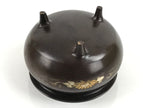Japanese Buddhist Altar Fitting Bronze Incense Burner Vtg Koro Lotus Brown BA319