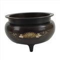 Japanese Buddhist Altar Fitting Bronze Incense Burner Vtg Koro Lotus Brown BA319
