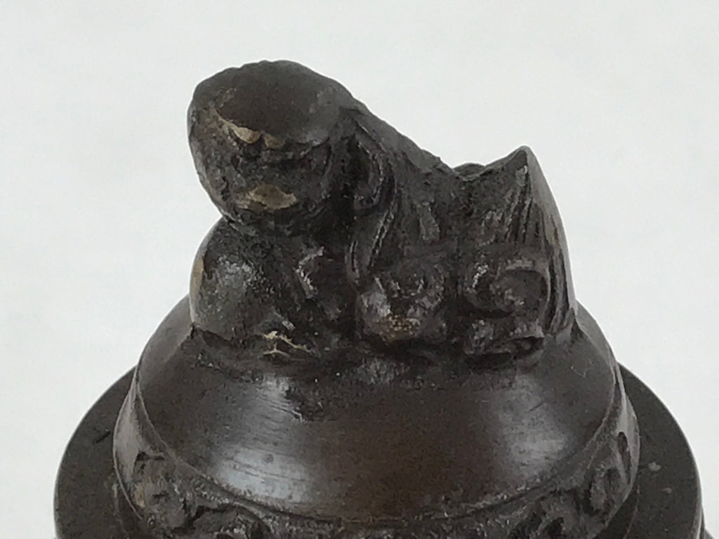 Japanese Buddhist Altar Fitting Bronze Incense Burner Vtg Koro Shishi Lion BA207