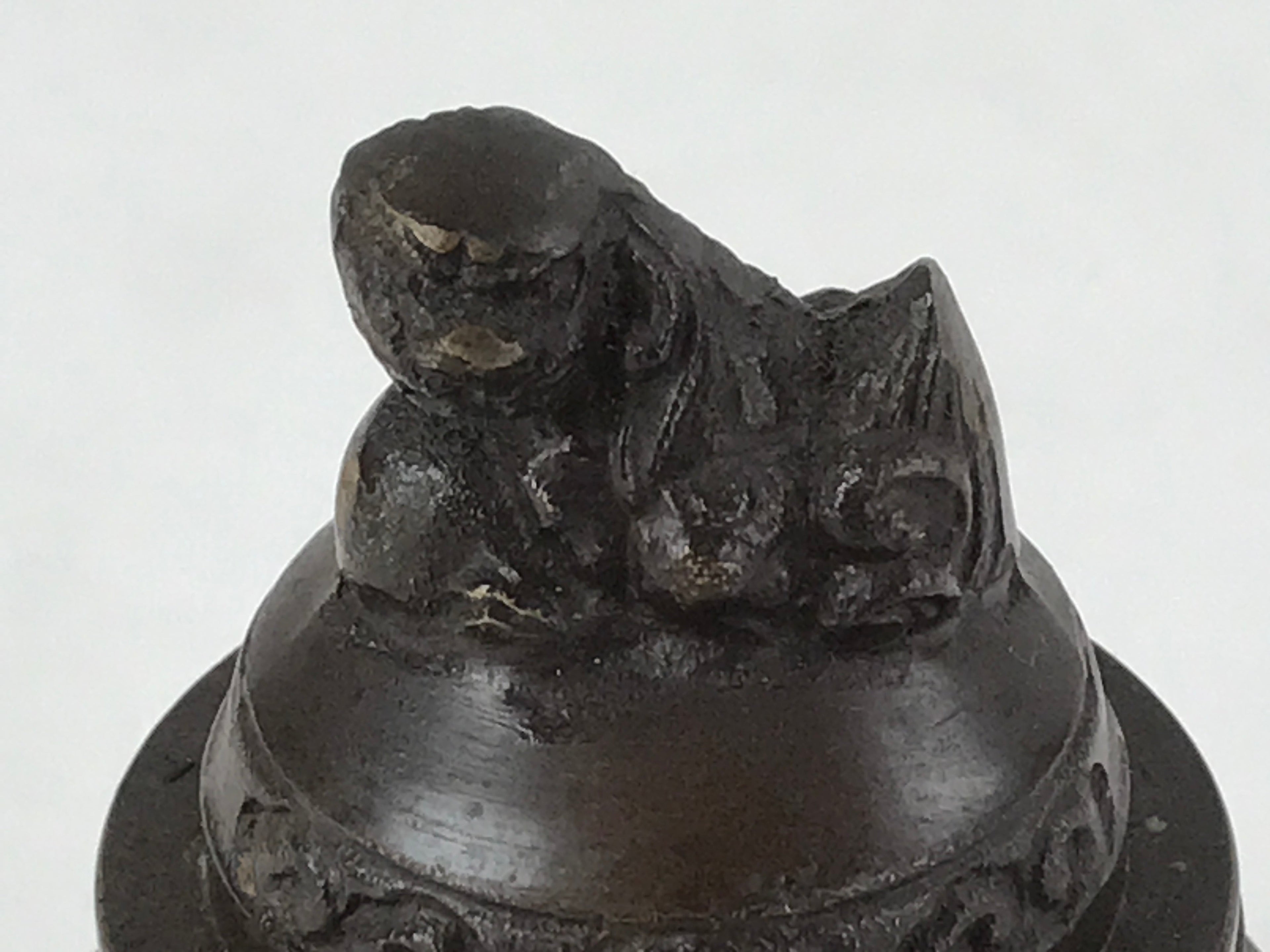 Japanese Buddhist Altar Fitting Bronze Incense Burner Vtg Koro Shishi Lion BA207