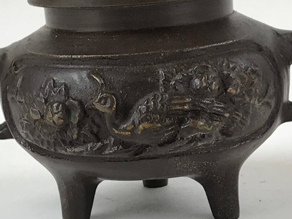 Japanese Buddhist Altar Fitting Bronze Incense Burner Vtg Koro Shishi Lion BA207