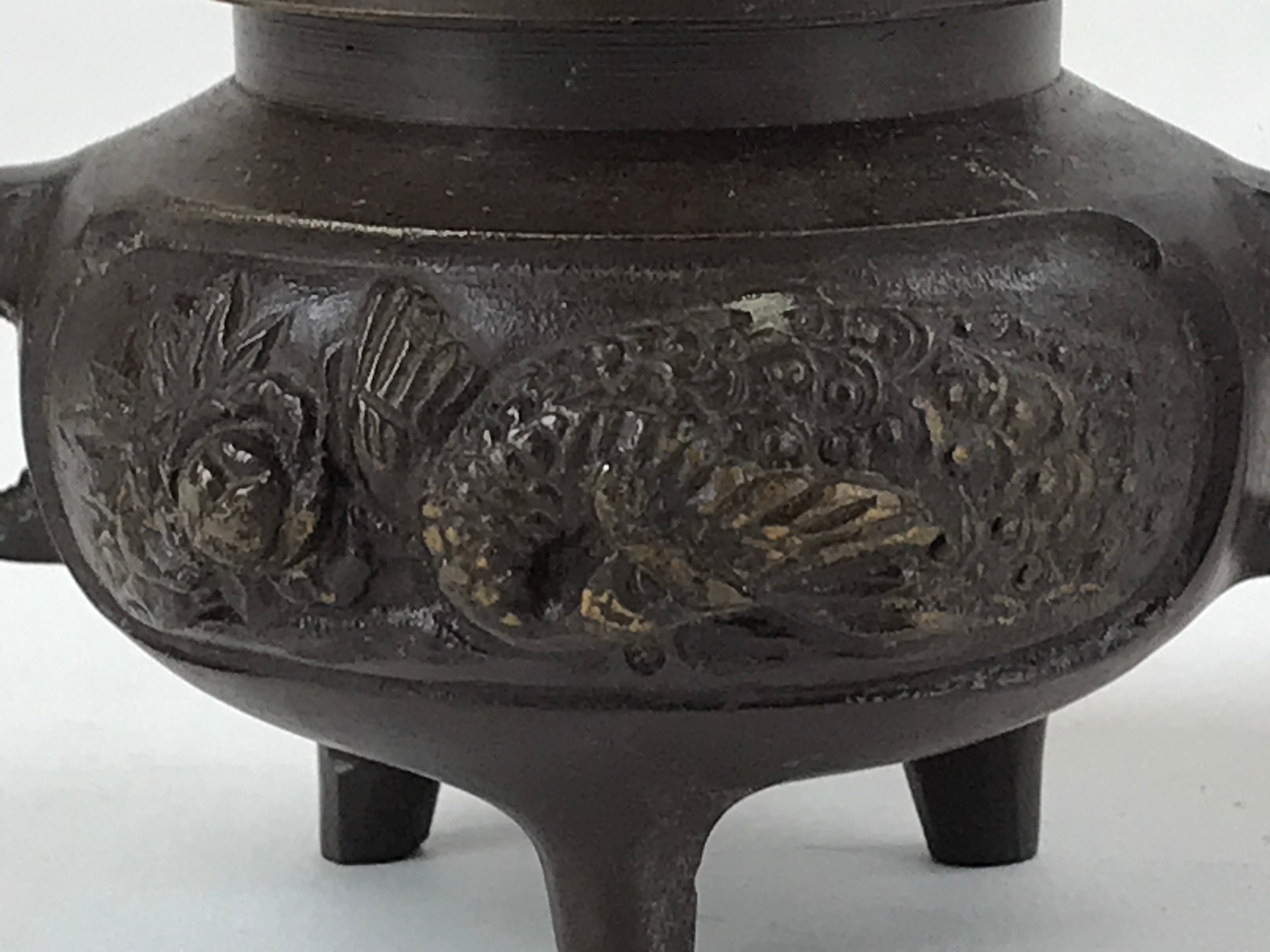 Japanese Buddhist Altar Fitting Bronze Incense Burner Vtg Koro Shishi Lion BA207