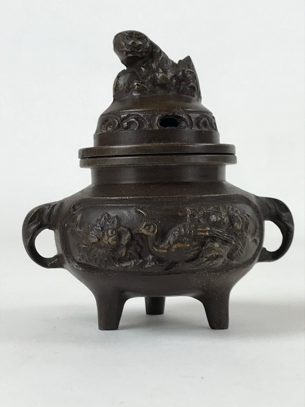 Japanese Buddhist Altar Fitting Bronze Incense Burner Vtg Koro Shishi Lion BA207