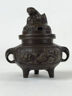 Japanese Buddhist Altar Fitting Bronze Incense Burner Vtg Koro Shishi Lion BA207