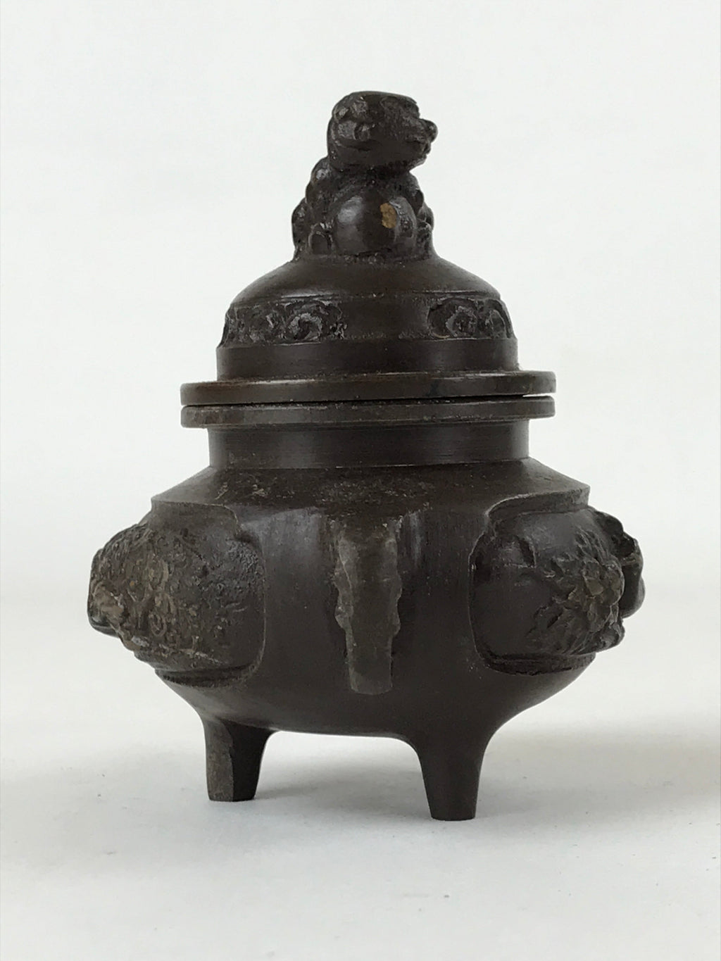 Japanese Buddhist Altar Fitting Bronze Incense Burner Vtg Koro Shishi Lion BA207