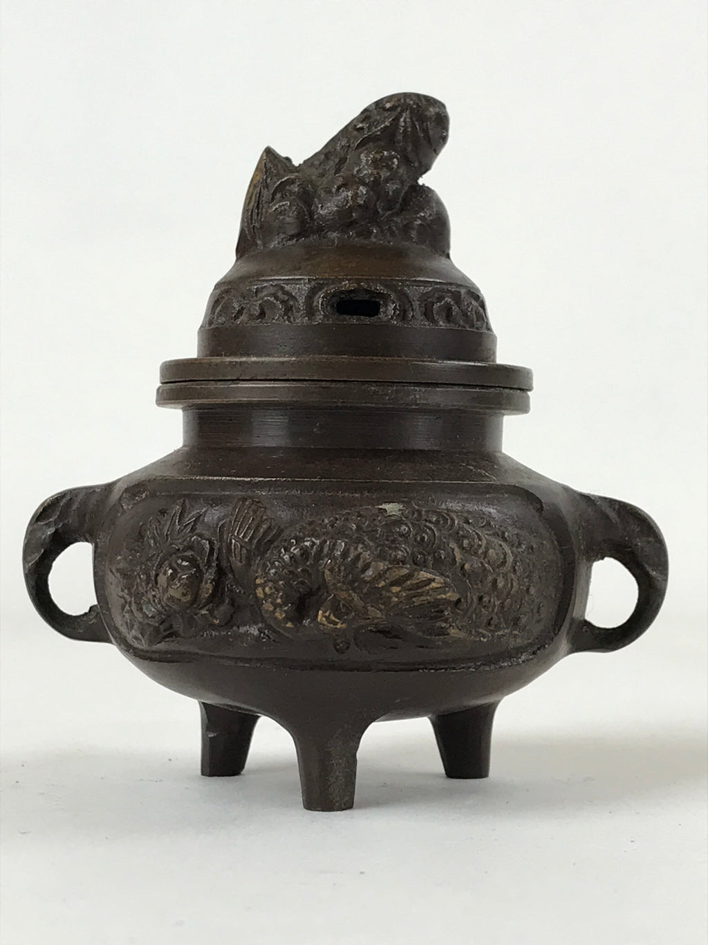 Japanese Buddhist Altar Fitting Bronze Incense Burner Vtg Koro Shishi Lion BA207