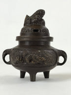 Japanese Buddhist Altar Fitting Bronze Incense Burner Vtg Koro Shishi Lion BA207