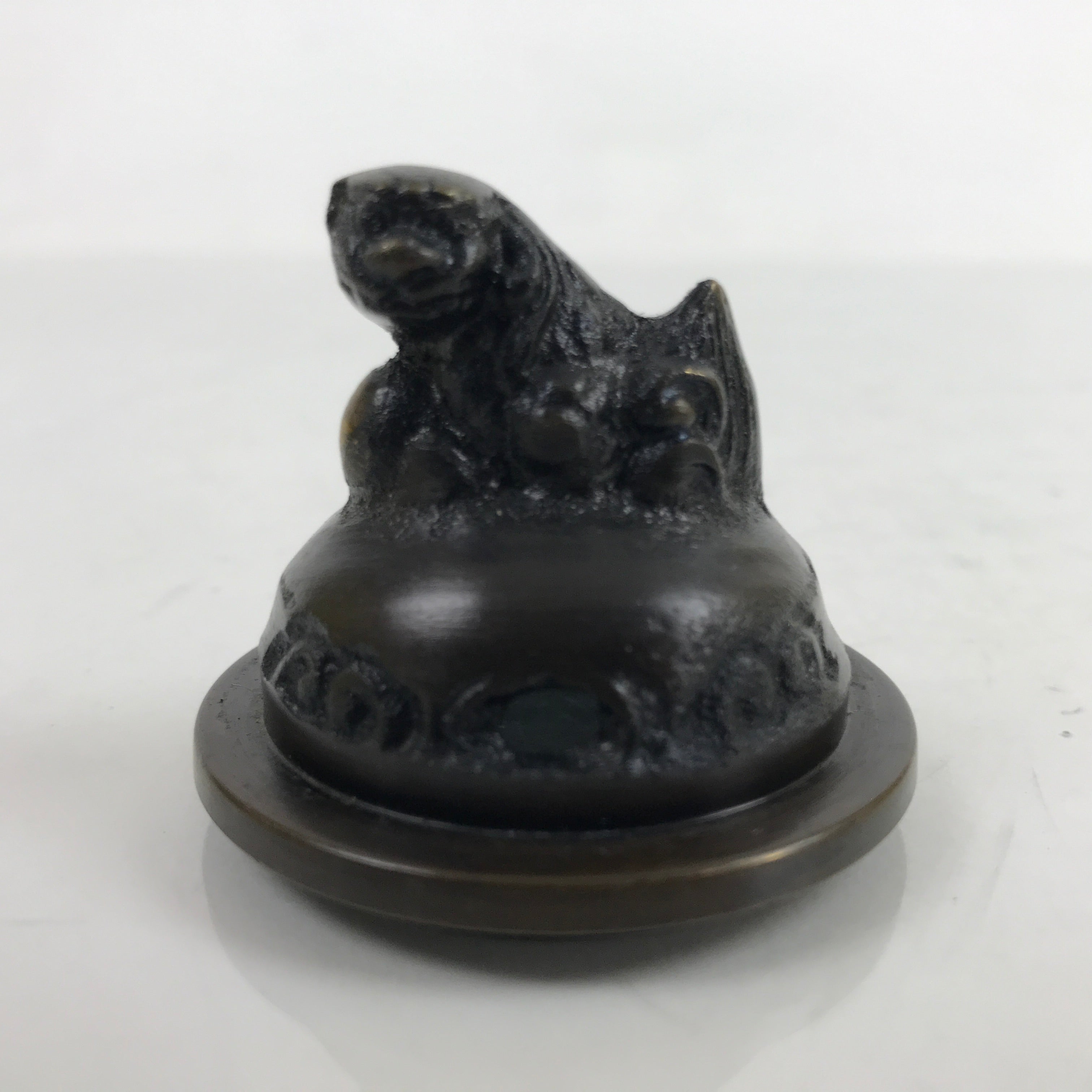 Japanese Buddhist Altar Fitting Bronze Incense Burner Vtg Koro Shishi Lion BA457