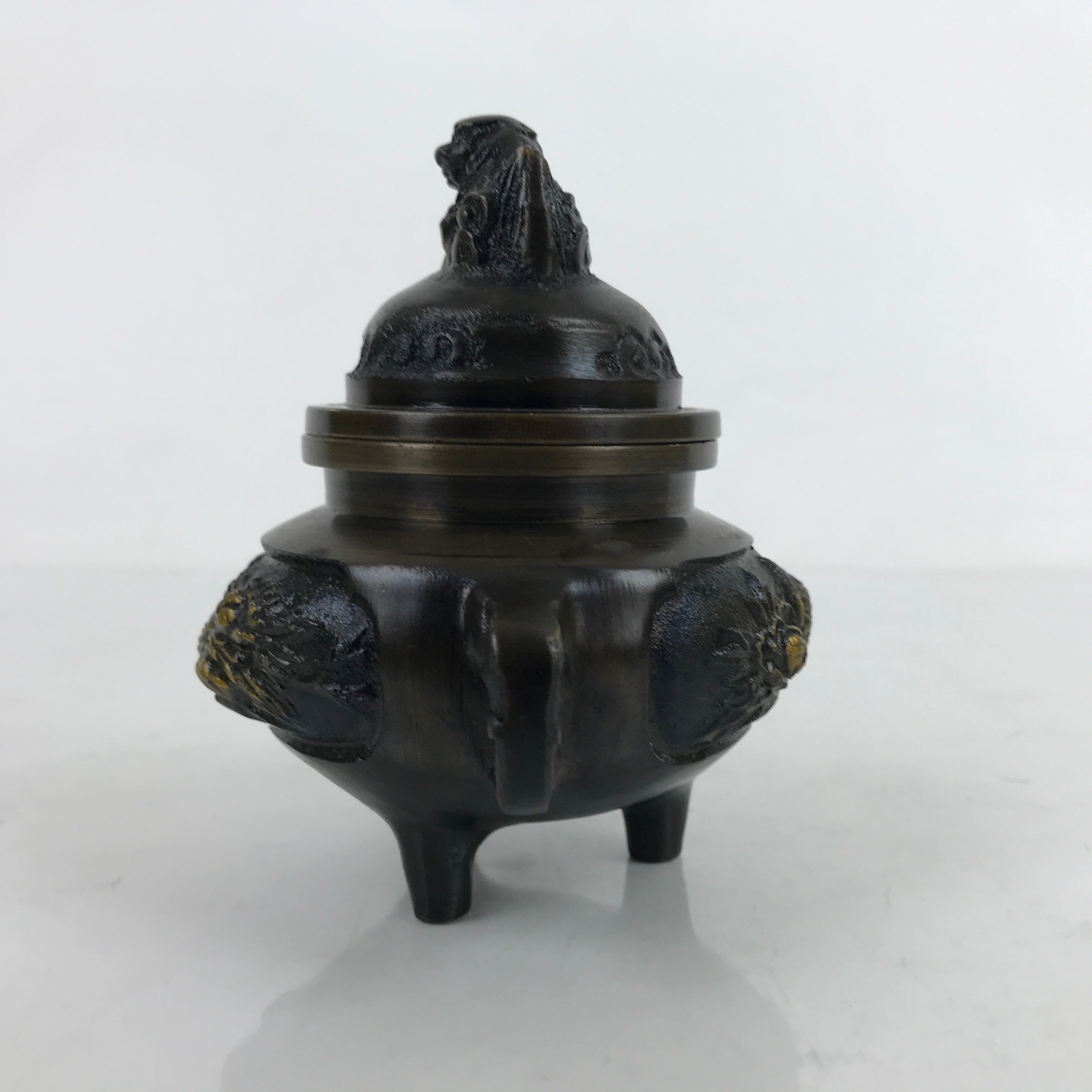 Japanese Buddhist Altar Fitting Bronze Incense Burner Vtg Koro Shishi Lion BA457