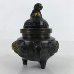 Japanese Buddhist Altar Fitting Bronze Incense Burner Vtg Koro Shishi Lion BA457