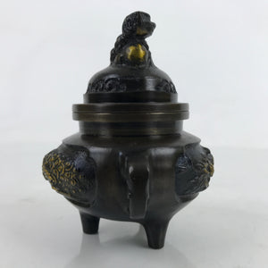 Japanese Buddhist Altar Fitting Bronze Incense Burner Vtg Koro Shishi Lion BA457