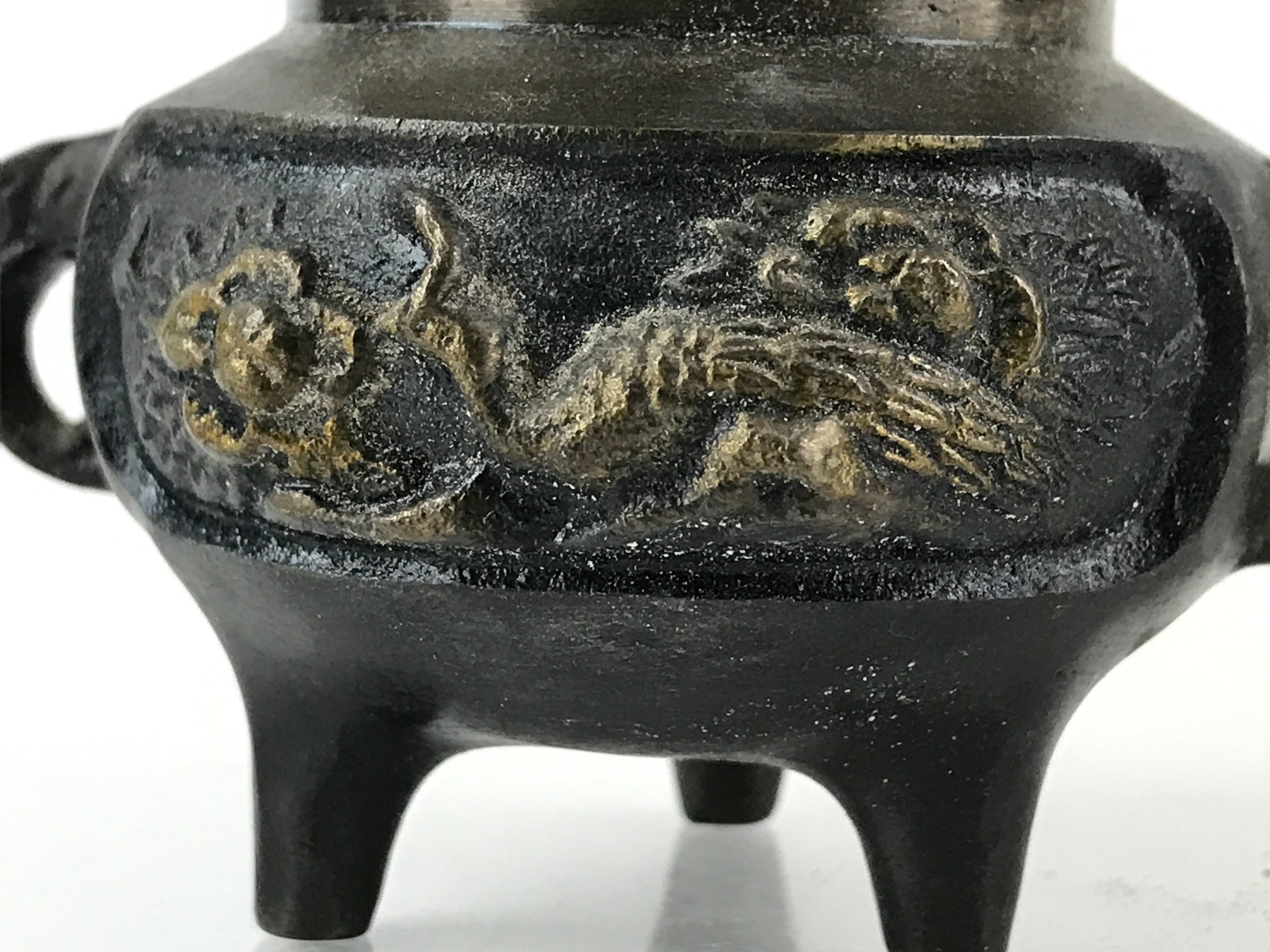 Japanese Buddhist Altar Fitting Bronze Incense Burner Vtg Koro Shishi Lion BU965