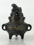 Japanese Buddhist Altar Fitting Bronze Incense Burner Vtg Koro Shishi Lion BU965