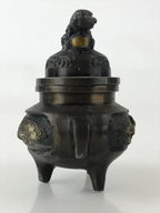 Japanese Buddhist Altar Fitting Bronze Incense Burner Vtg Koro Shishi Lion BU965