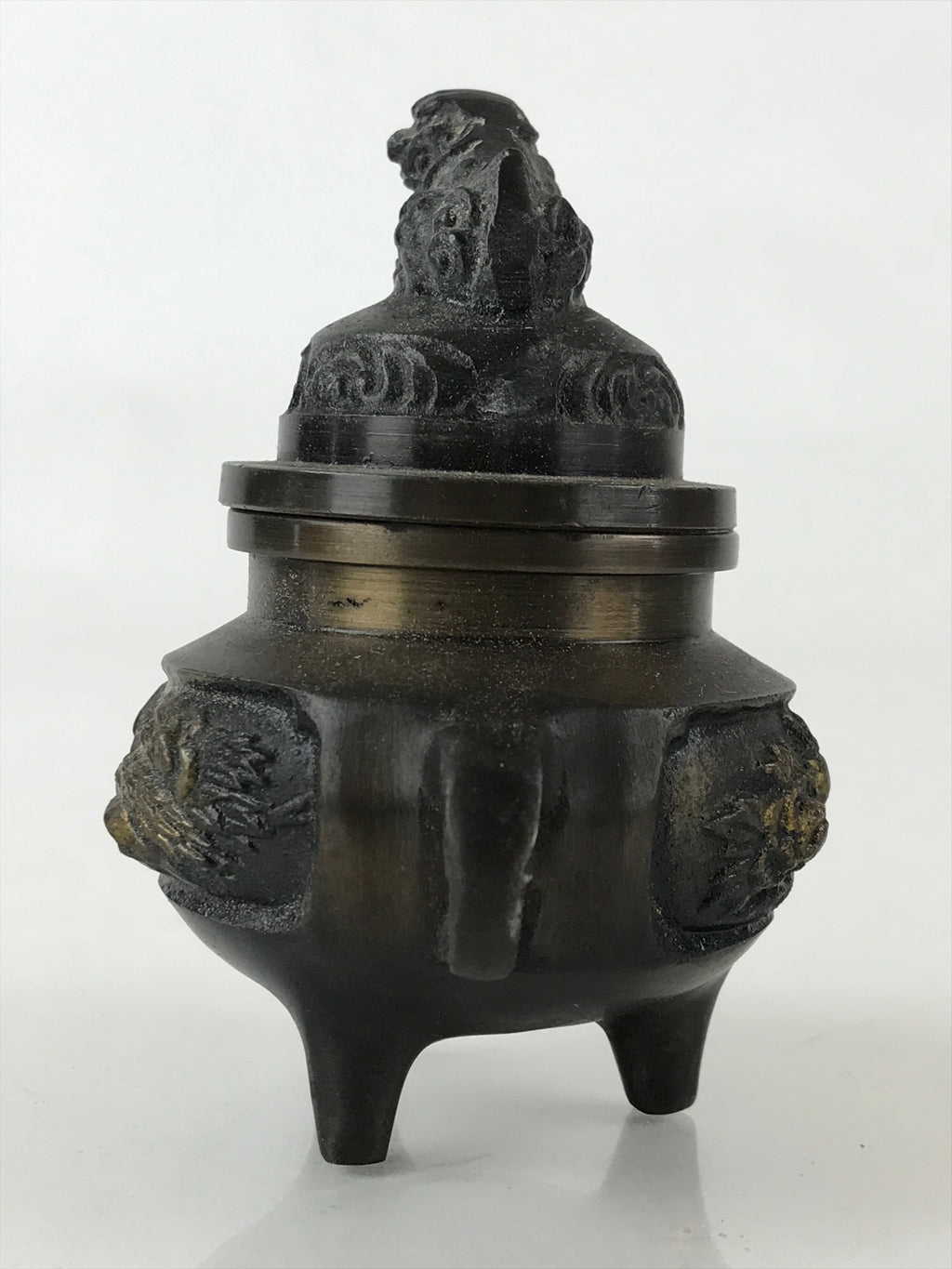 Japanese Buddhist Altar Fitting Bronze Incense Burner Vtg Koro Shishi Lion BU965