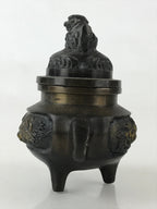 Japanese Buddhist Altar Fitting Bronze Incense Burner Vtg Koro Shishi Lion BU965