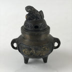 Japanese Buddhist Altar Fitting Bronze Incense Burner Vtg Koro Shishi Lion BU965