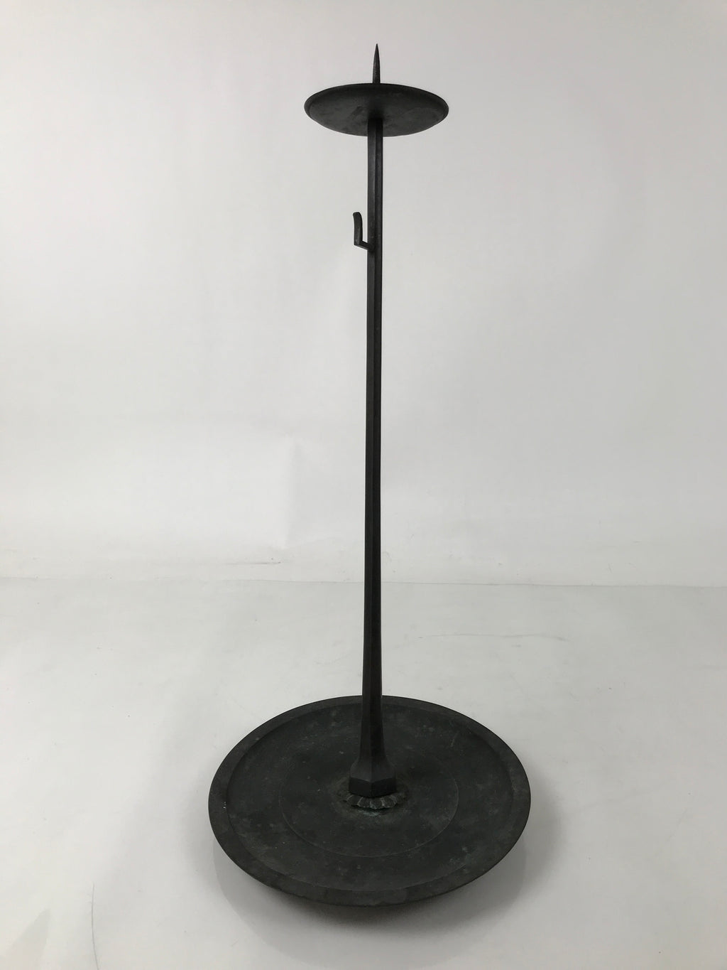 Japanese Buddhist Altar Fitting Bronze Large Candle Stand Metal Shokudai BA596