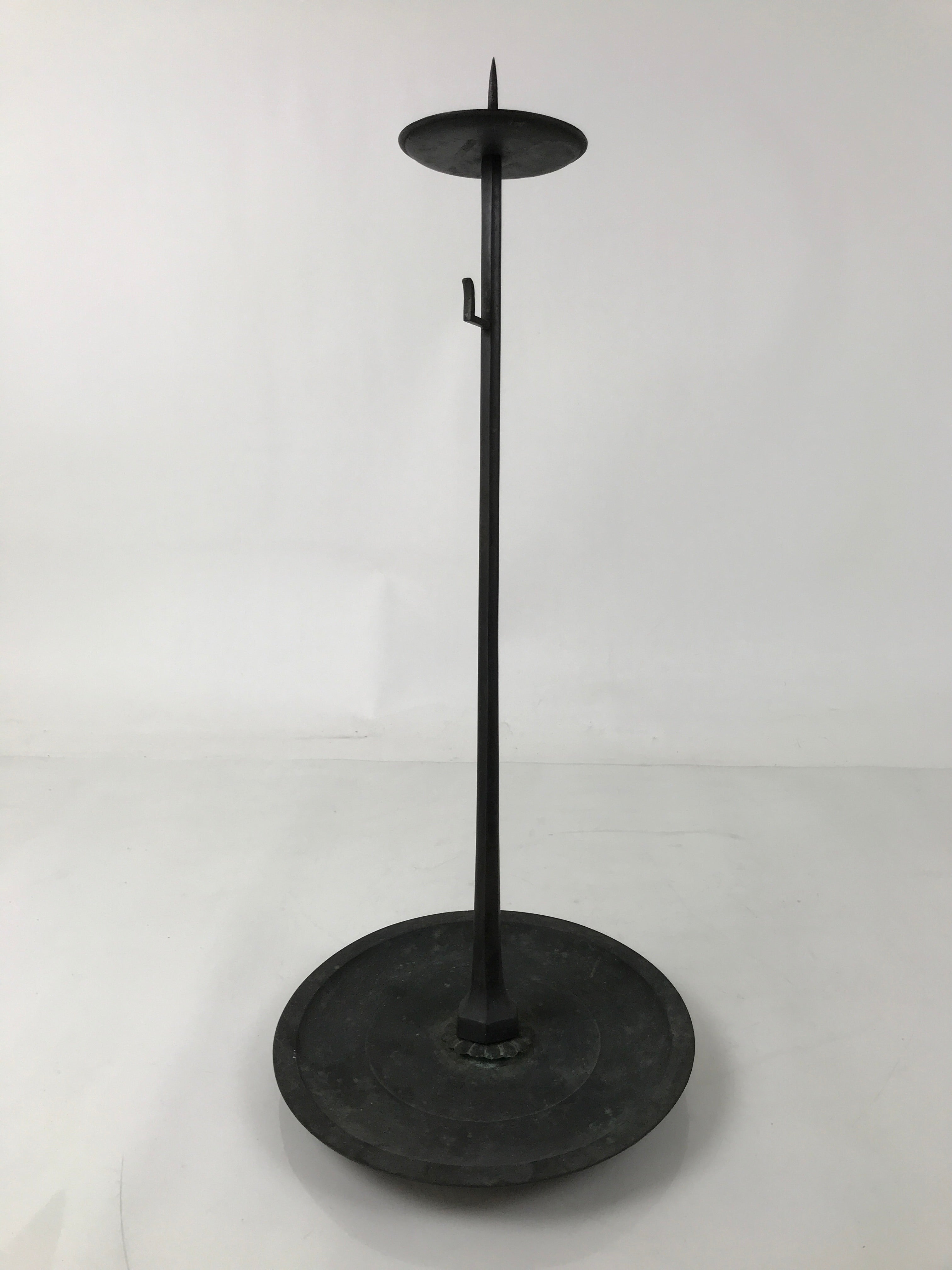 Japanese Buddhist Altar Fitting Bronze Large Candle Stand Metal Shokudai BA596