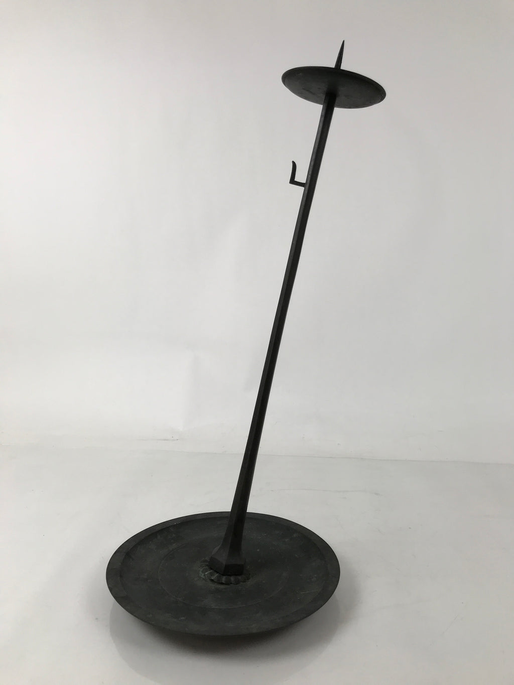 Japanese Buddhist Altar Fitting Bronze Large Candle Stand Metal Shokudai BA596