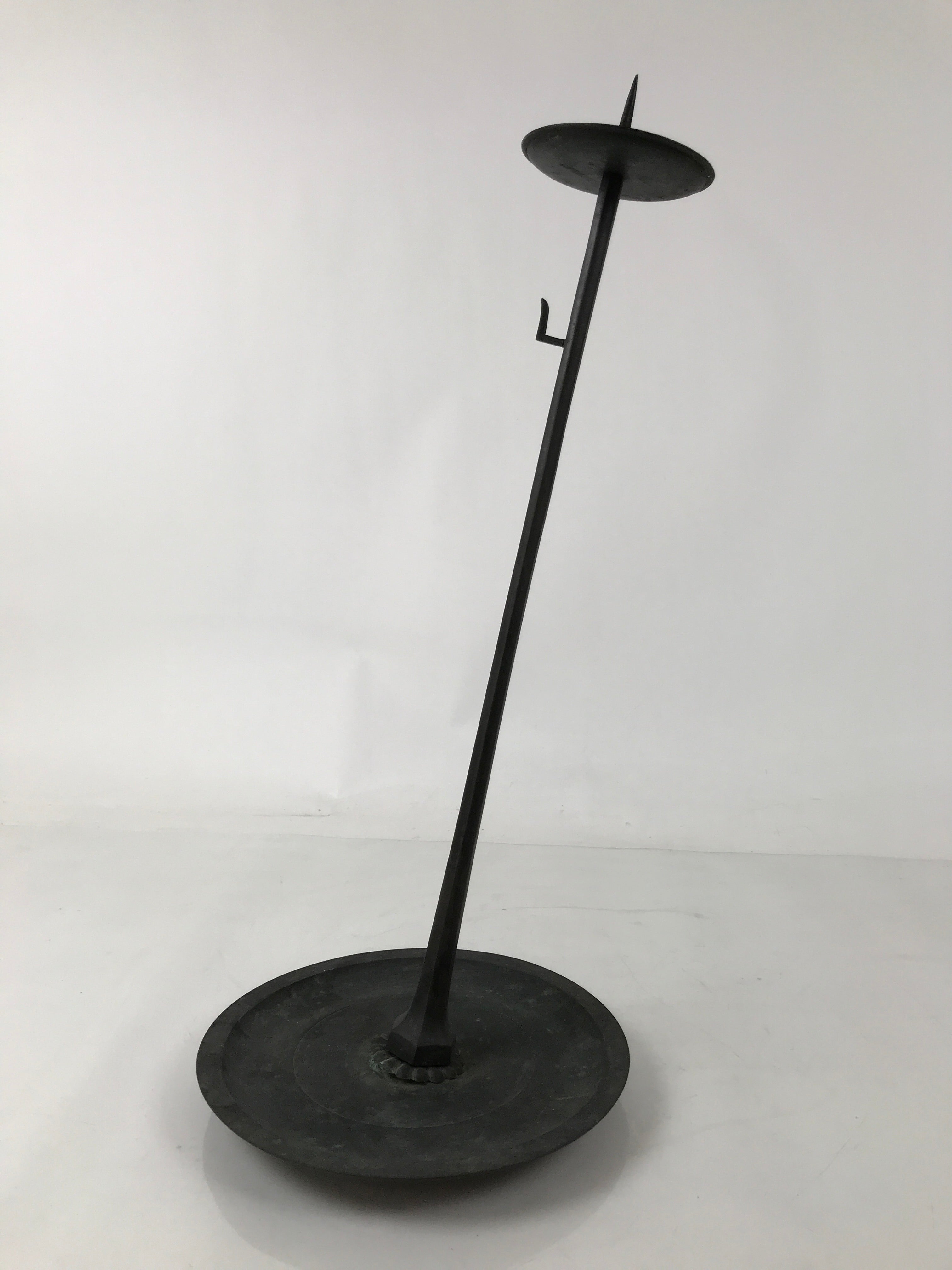 Japanese Buddhist Altar Fitting Bronze Large Candle Stand Metal Shokudai BA596