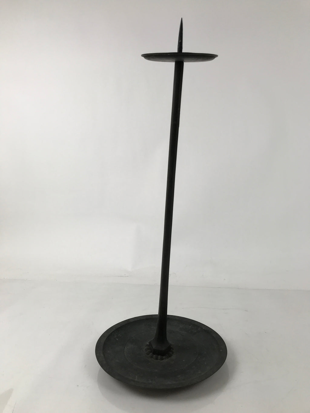 Japanese Buddhist Altar Fitting Bronze Large Candle Stand Metal Shokudai BA596