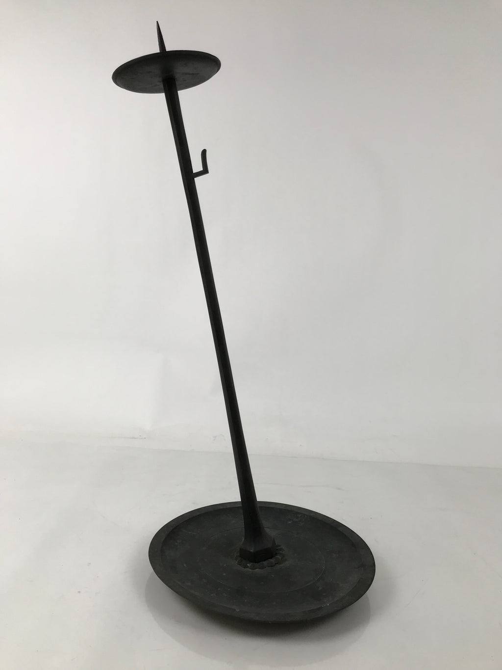 Japanese Buddhist Altar Fitting Bronze Large Candle Stand Metal Shokudai BA596