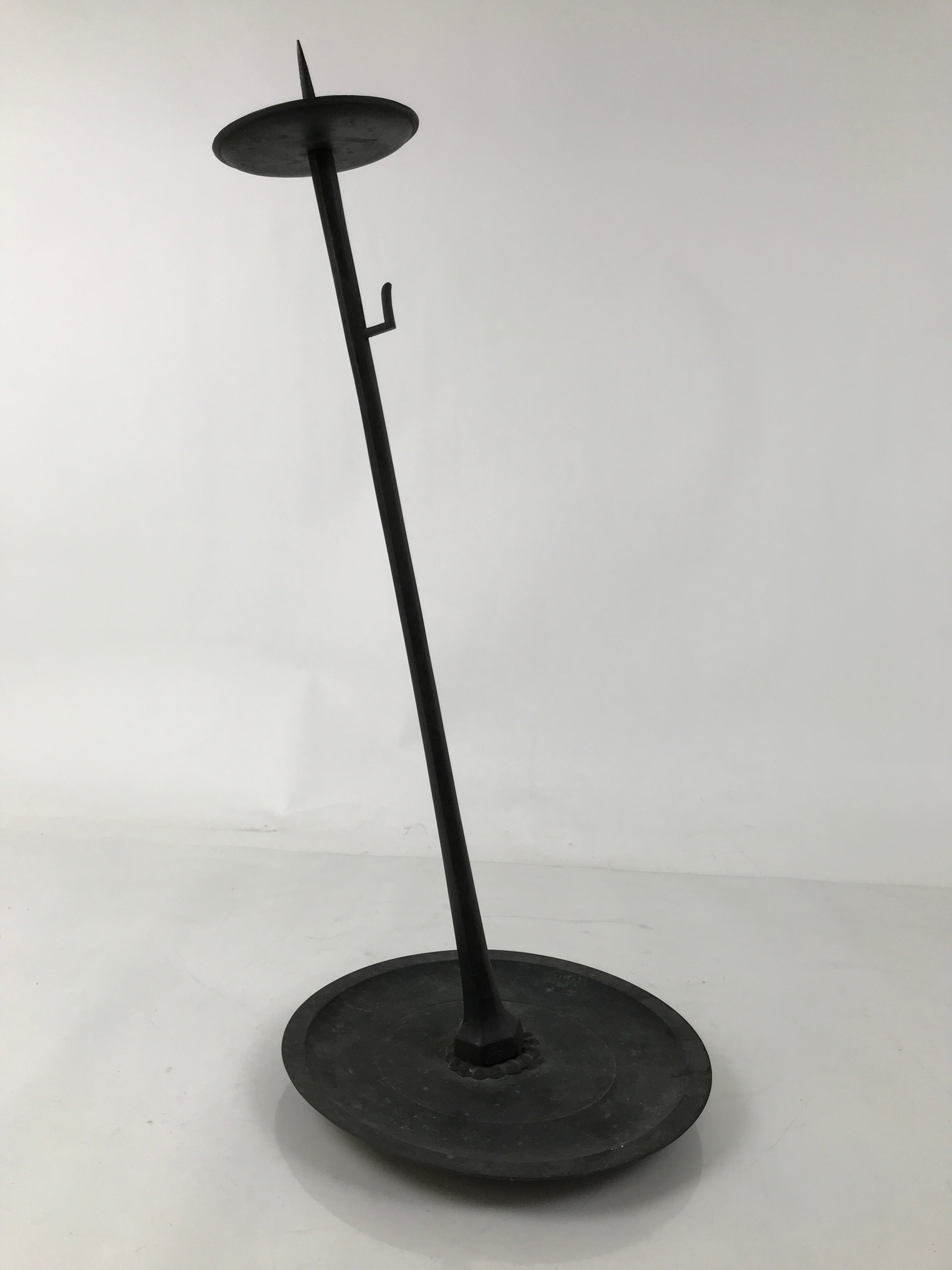 Japanese Buddhist Altar Fitting Bronze Large Candle Stand Metal Shokudai BA596