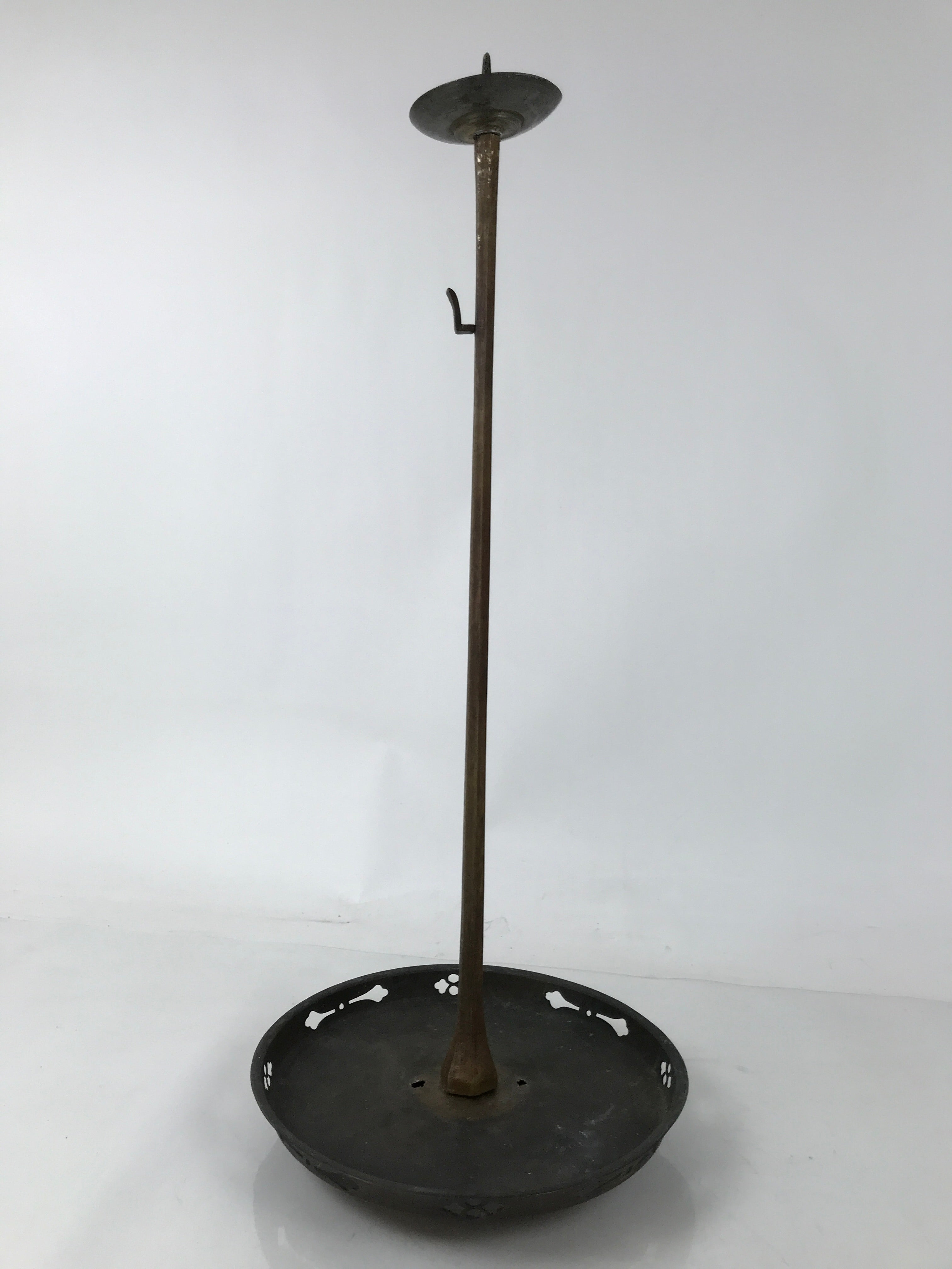 Japanese Buddhist Altar Fitting Bronze Large Candle Stand Metal Shokudai BA597