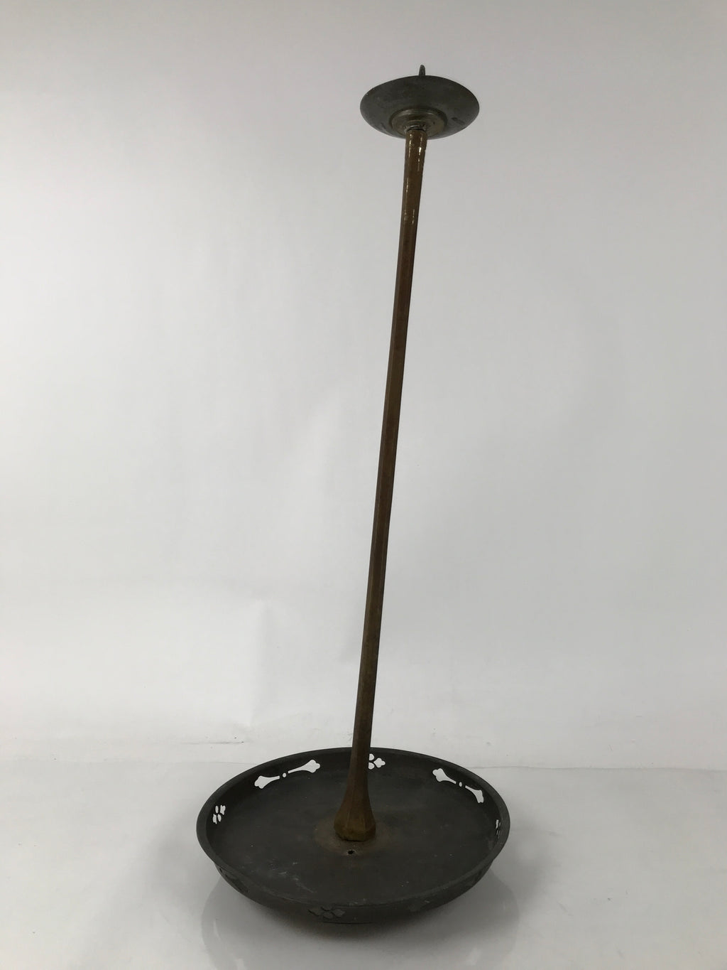 Japanese Buddhist Altar Fitting Bronze Large Candle Stand Metal Shokudai BA597
