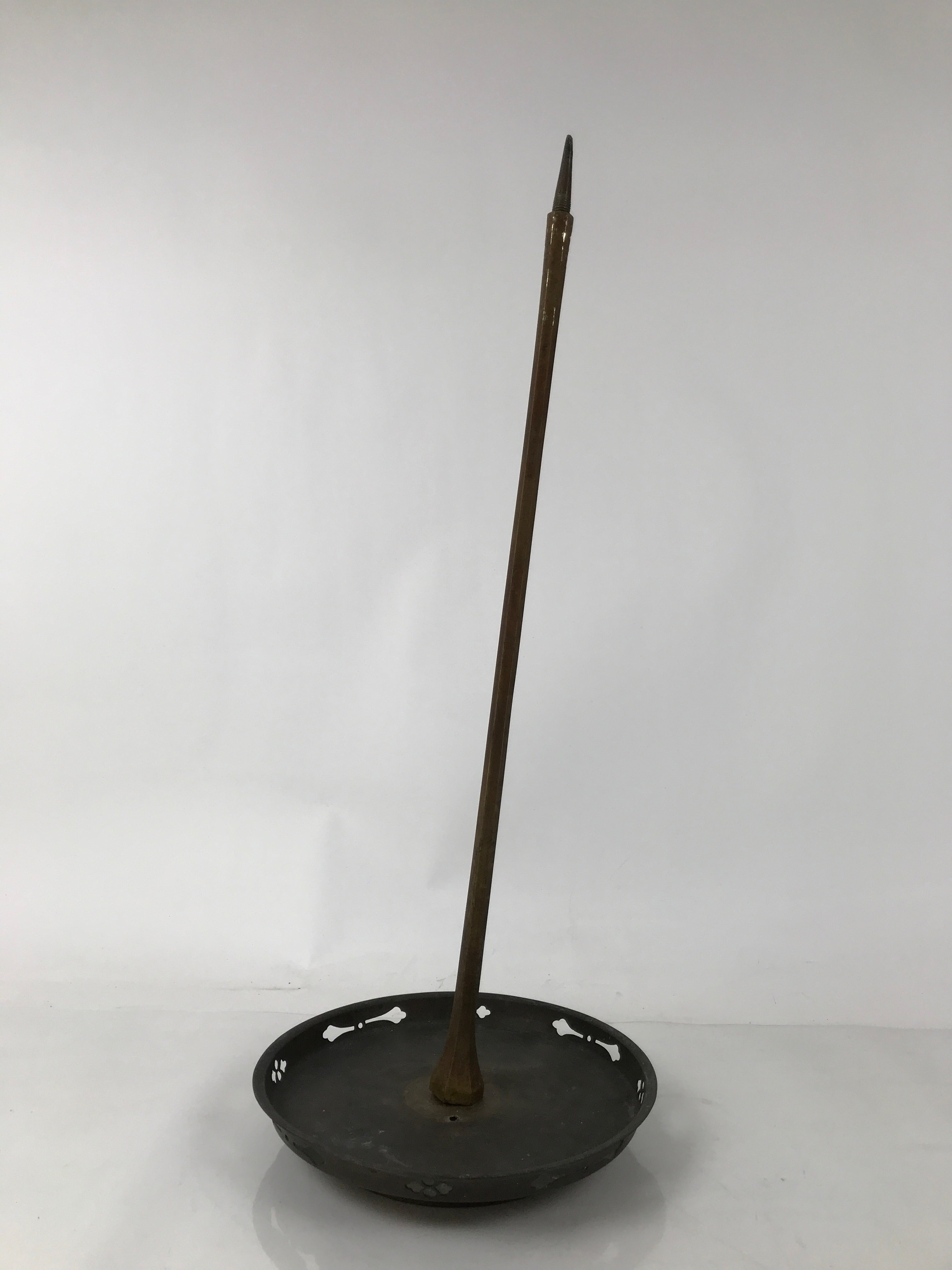 Japanese Buddhist Altar Fitting Bronze Large Candle Stand Metal Shokudai BA597