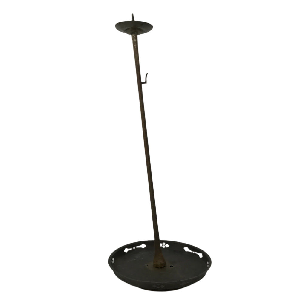 Japanese Buddhist Altar Fitting Bronze Large Candle Stand Metal Shokudai BA597