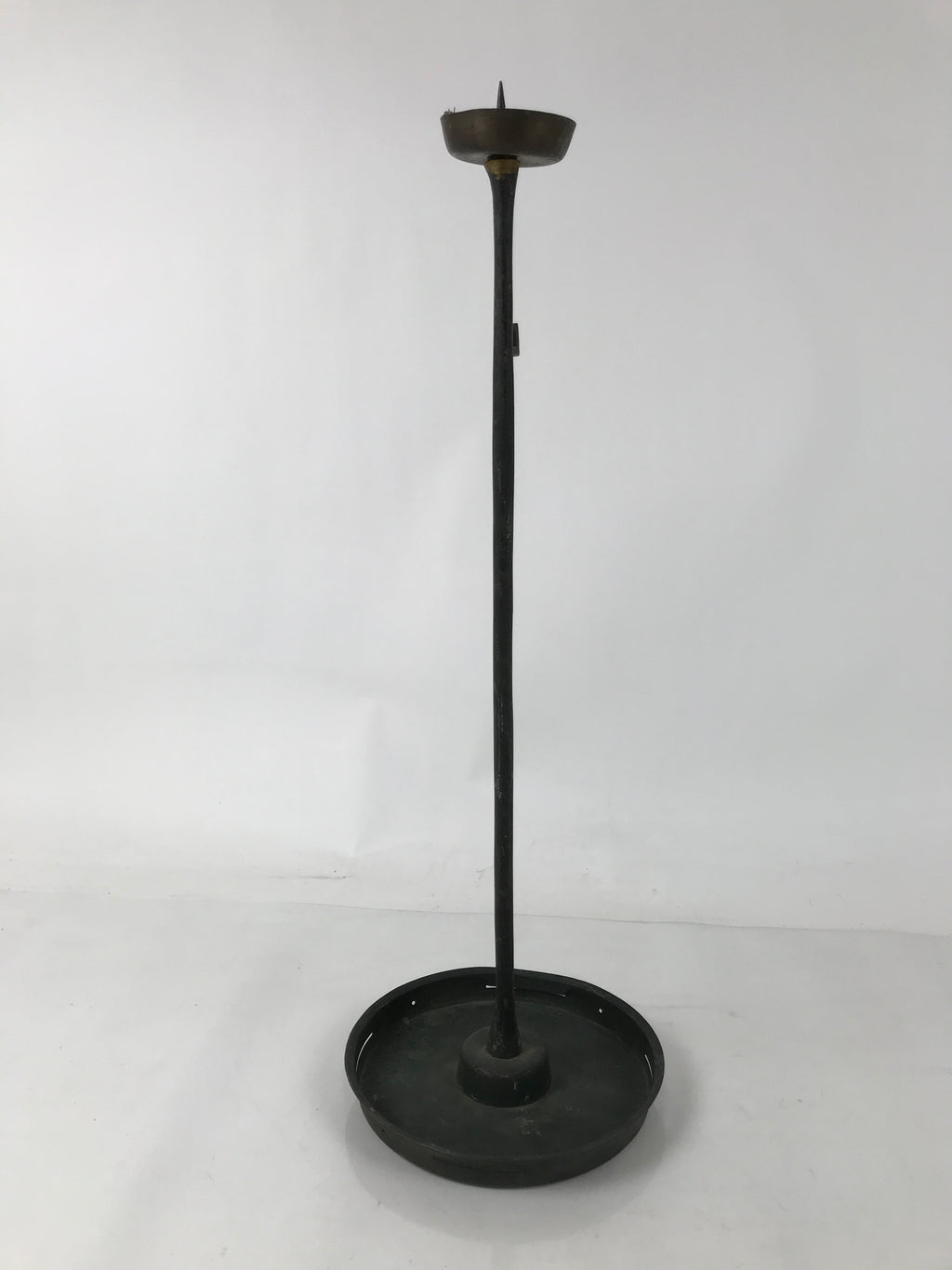 Japanese Buddhist Altar Fitting Bronze Large Candle Stand Metal Shokudai BA598