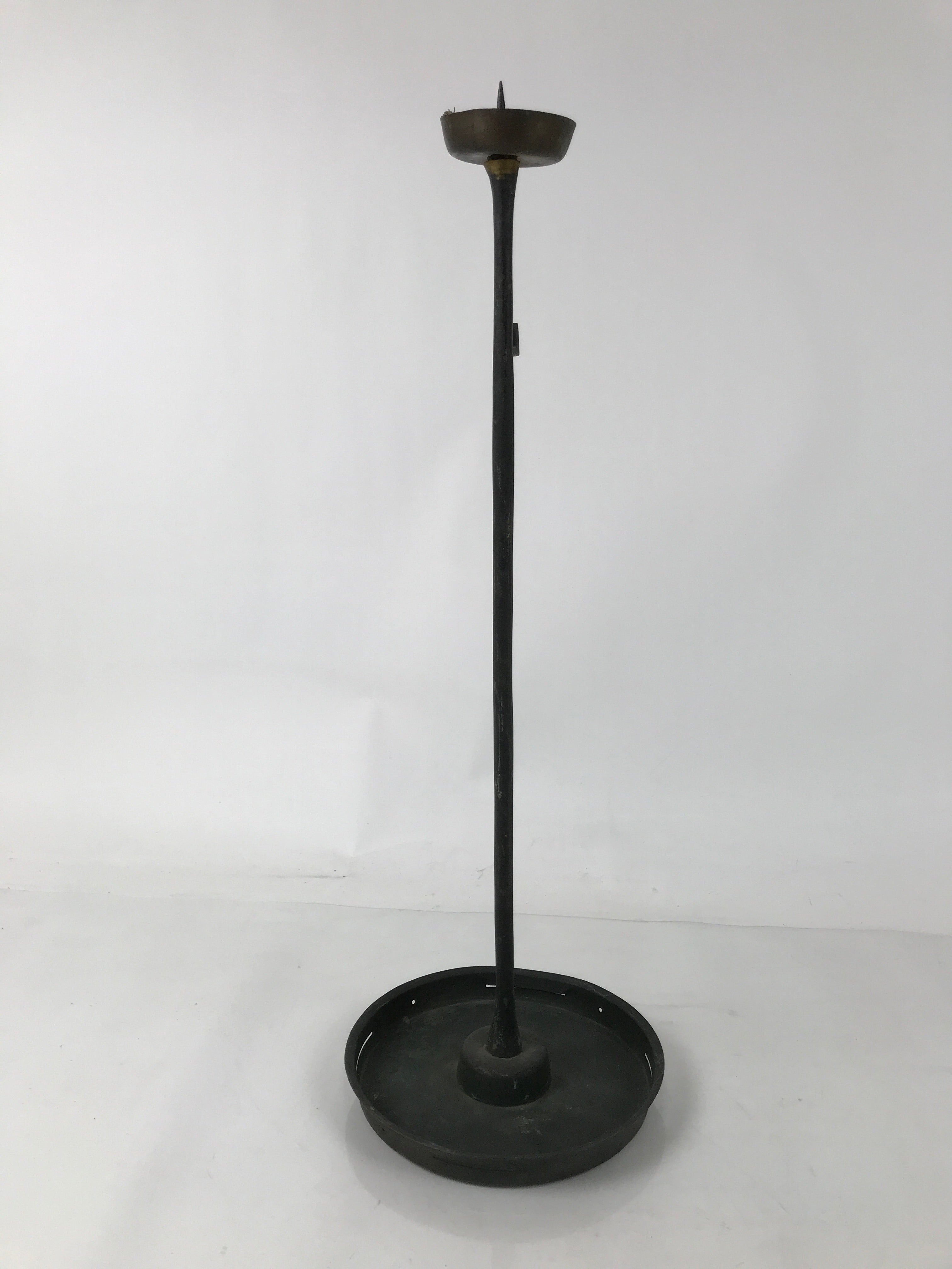 Japanese Buddhist Altar Fitting Bronze Large Candle Stand Metal Shokudai BA598