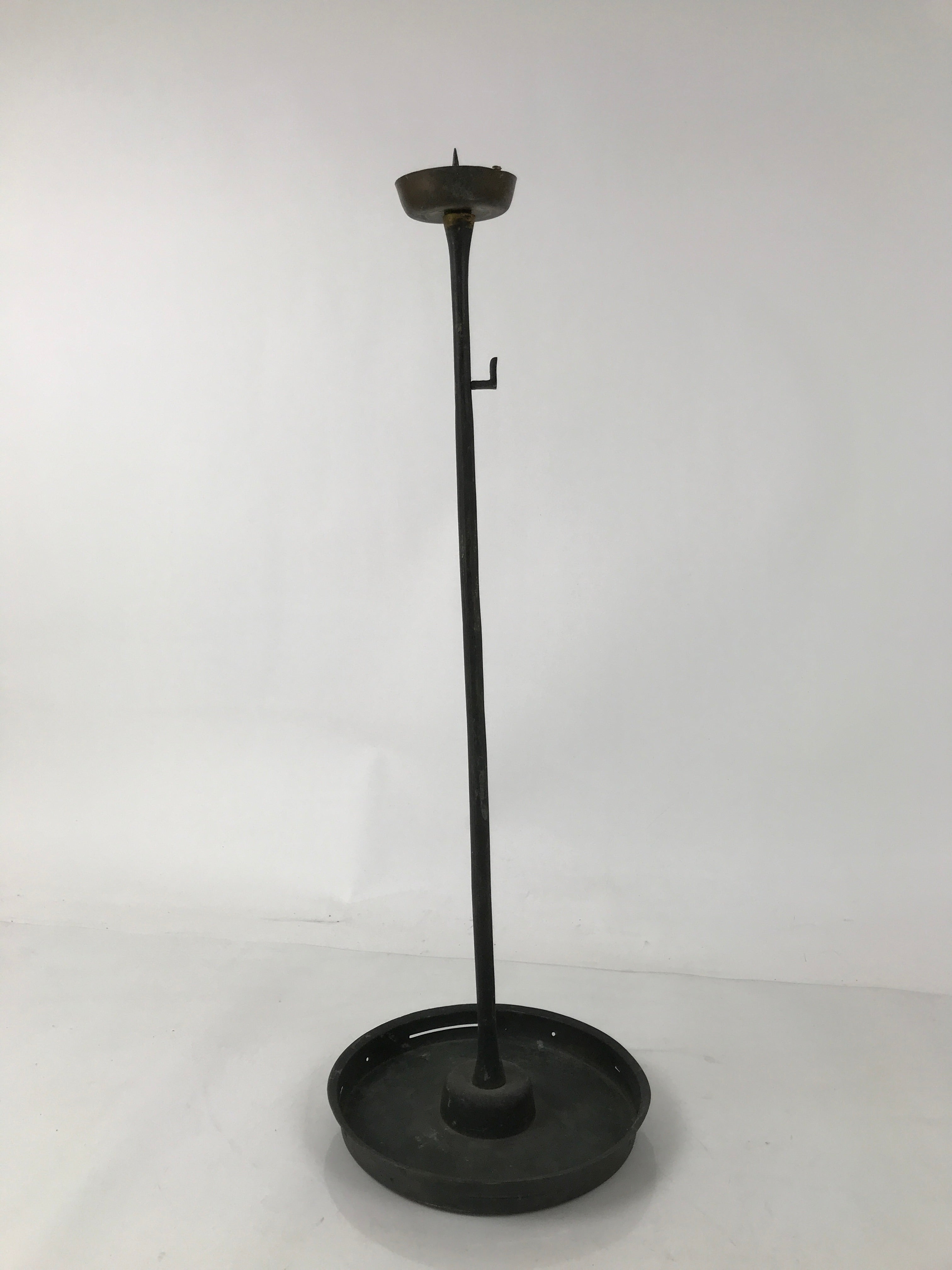 Japanese Buddhist Altar Fitting Bronze Large Candle Stand Metal Shokudai BA598