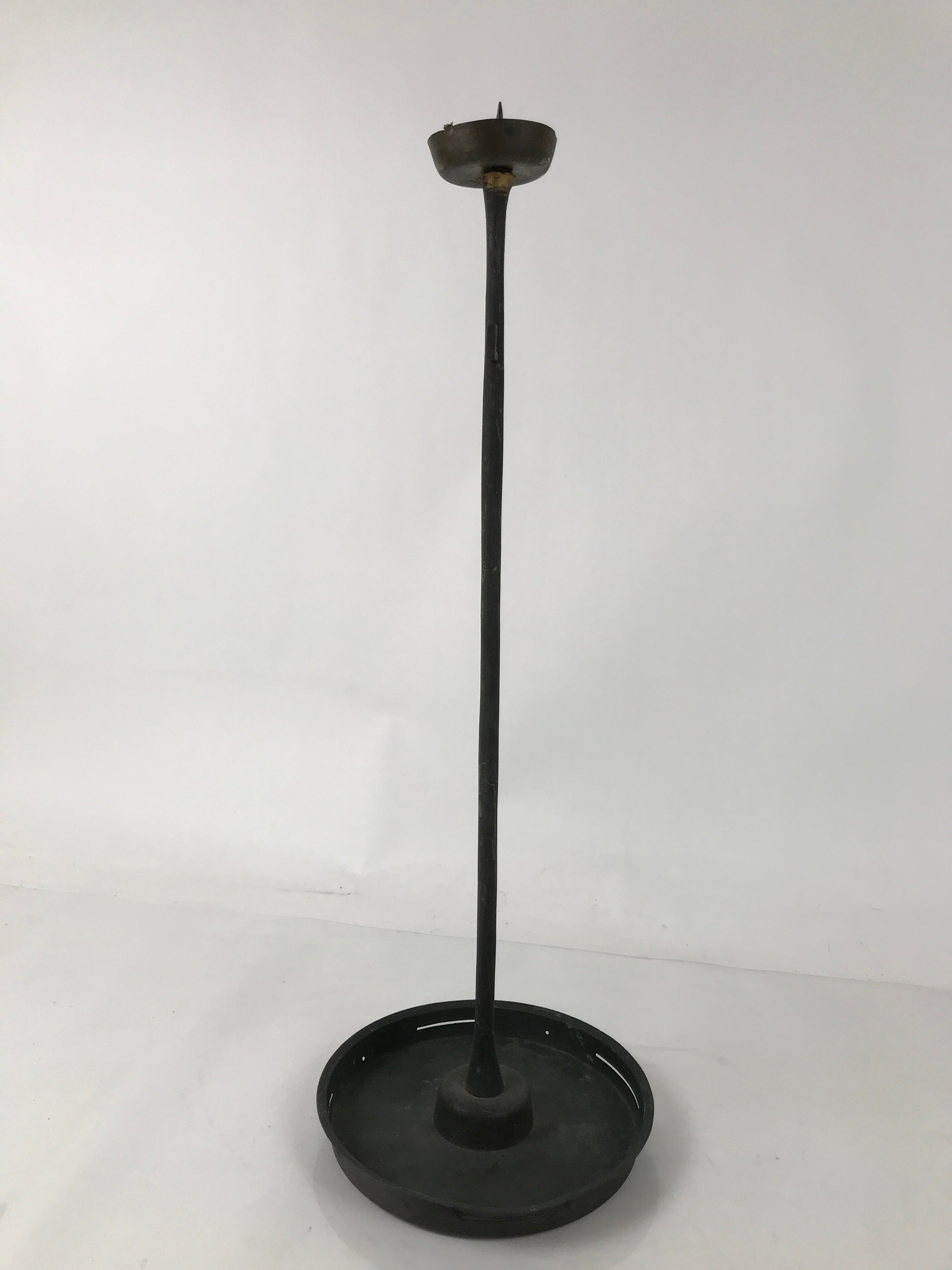 Japanese Buddhist Altar Fitting Bronze Large Candle Stand Metal Shokudai BA598