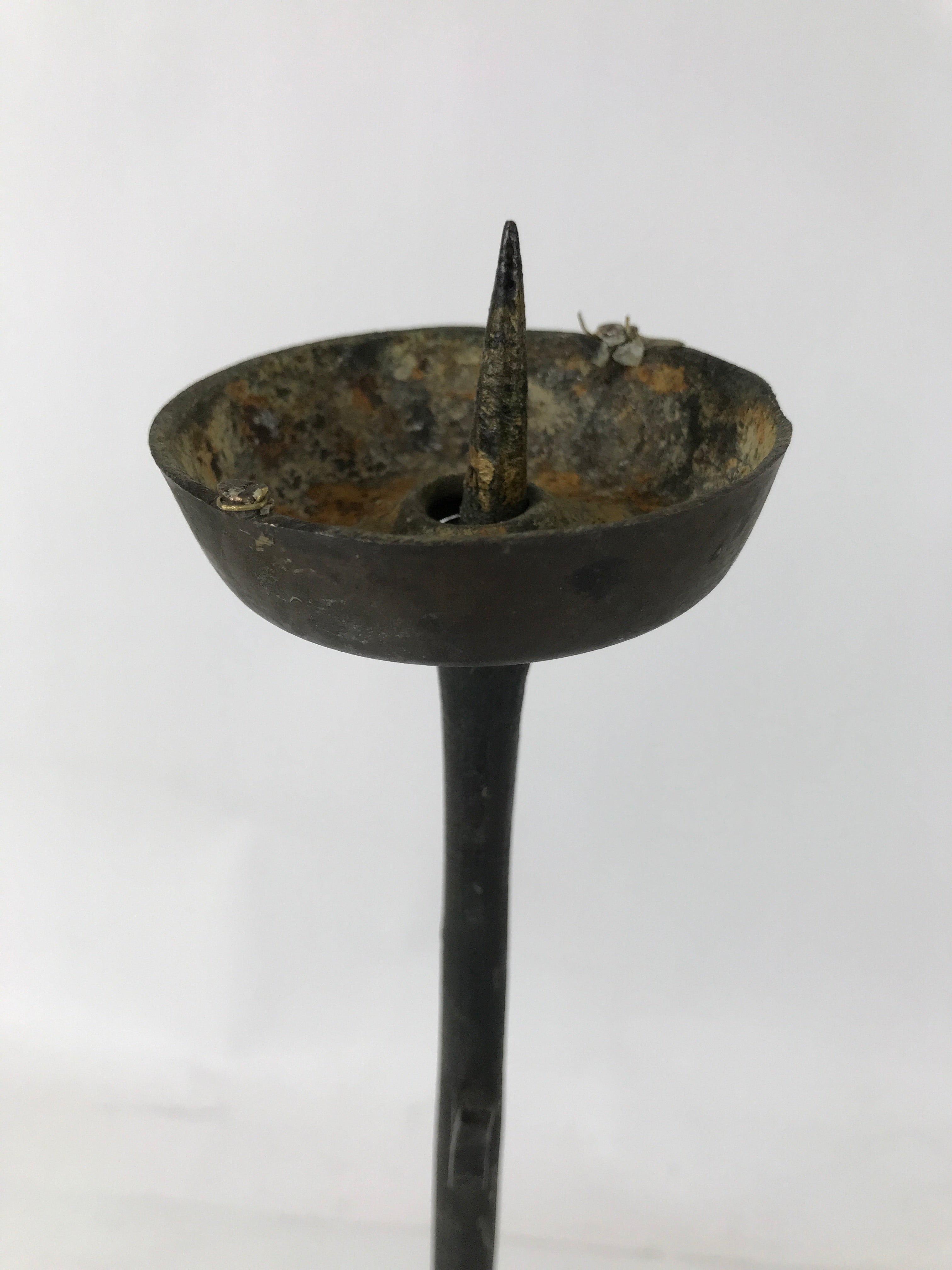 Japanese Buddhist Altar Fitting Bronze Large Candle Stand Metal Shokudai BA598